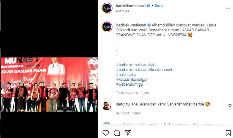 Barbie Kumalasari Jadi Ketua Srikandi Laskar Ganjar Pranowo 2 Lampiran Gambar
