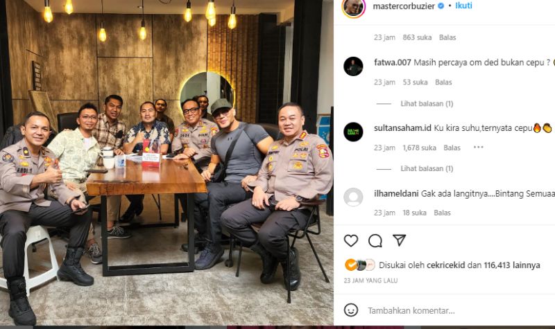 Nongkrong Bareng Polisi, Netizen Makin Yakin Deddy Corbuzier Cepu 2 Lampiran Gambar