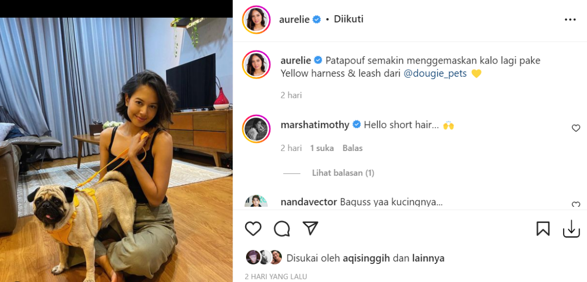 Unggah foto baru pamerkan rambut pendek, penampilan dari Aurelie Moeremans dinilai makin segar. Walau cocok semua jenis rambut.