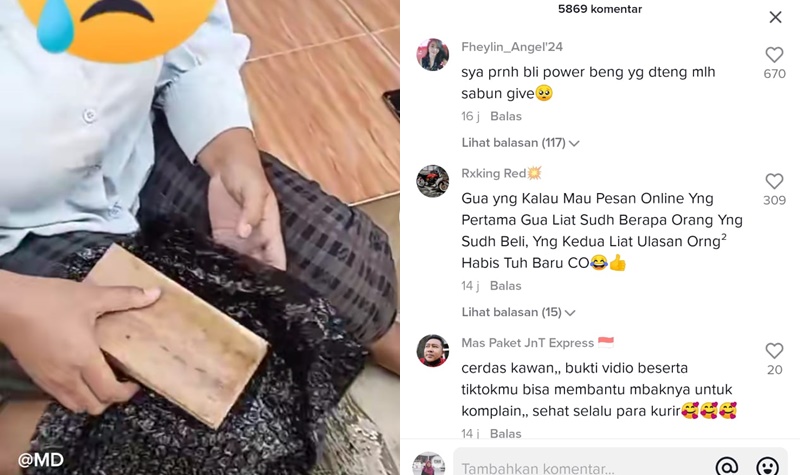 Viral, Wanita Tertipu Belanja Ponsel di Tiktok Diisi Pakai Papan Balok 2 Lampiran Gambar