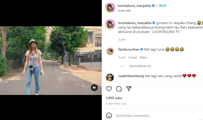 Lucinta Luna Kehilangan Vespa, Netizen Malah Tertawa Dengar Suaranya 2 Lampiran Gambar