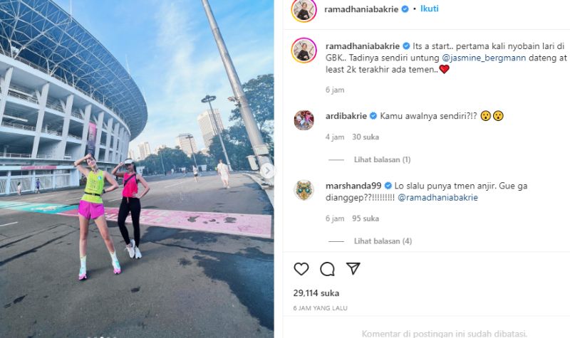 Cerita Nia Ramadhani, Pertama Kali Olahraga di GBK 2 Lampiran Gambar