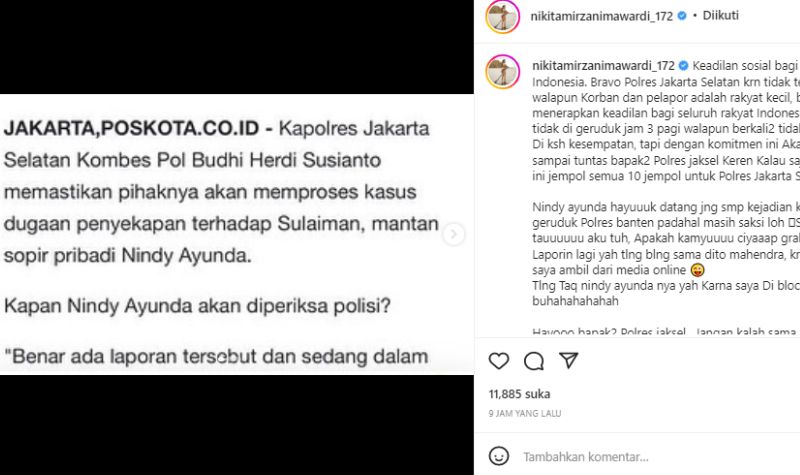 Dinilai Tak Pilih Kasih, Nikita Mirzani Bangga Pada Polres Jakarta Selatan 2 Lampiran Gambar