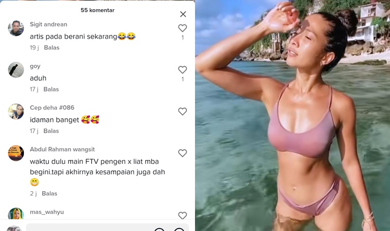Pamer Bodi Montok Pakai Bikini di Pantai, Andrea Dian Aduhai Banget 2 Lampiran Gambar