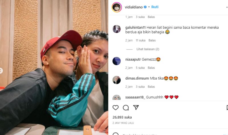 Astaga, Tingkah Laku Vidi Aldiano dan Istrinya Buat Netizen Merasa Gemas 2 Lampiran Gambar