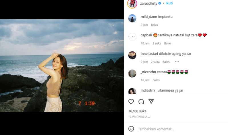Unggah Foto Saat Liburan di Pantai, Cantiknya Zara Adisty Natural Banget 2 Lampiran Gambar