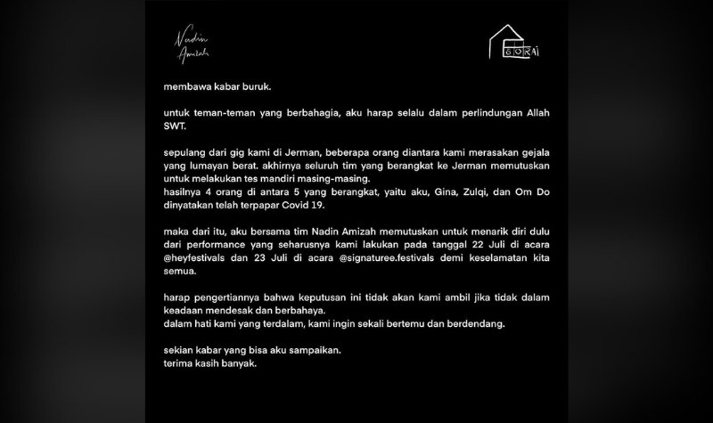 Pulang dari Jerman, Nadin Amizah Positif Covid-19 2 Lampiran Gambar