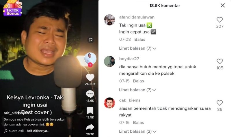 Nyanyikan “Tak Ingin Usai” Dengan Nada Sumbang, Komika Ini Malah Bikin Netizen Ngakak 2 Lampiran Gambar