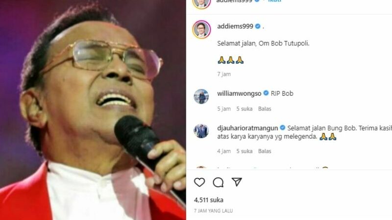 Salah seorang musisi ternama tanah air, yakni Addie MS bagikan kabar duka atas kepergian Bob Tutupoli yang dinyatakan meninggal dunia.