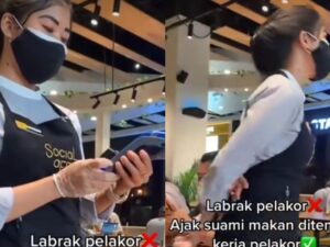 Istri sah membalas rasa sakit hatinya dengan sang pelakor dengan cara makan di tempat kerja selingkuhan suaminya itu.