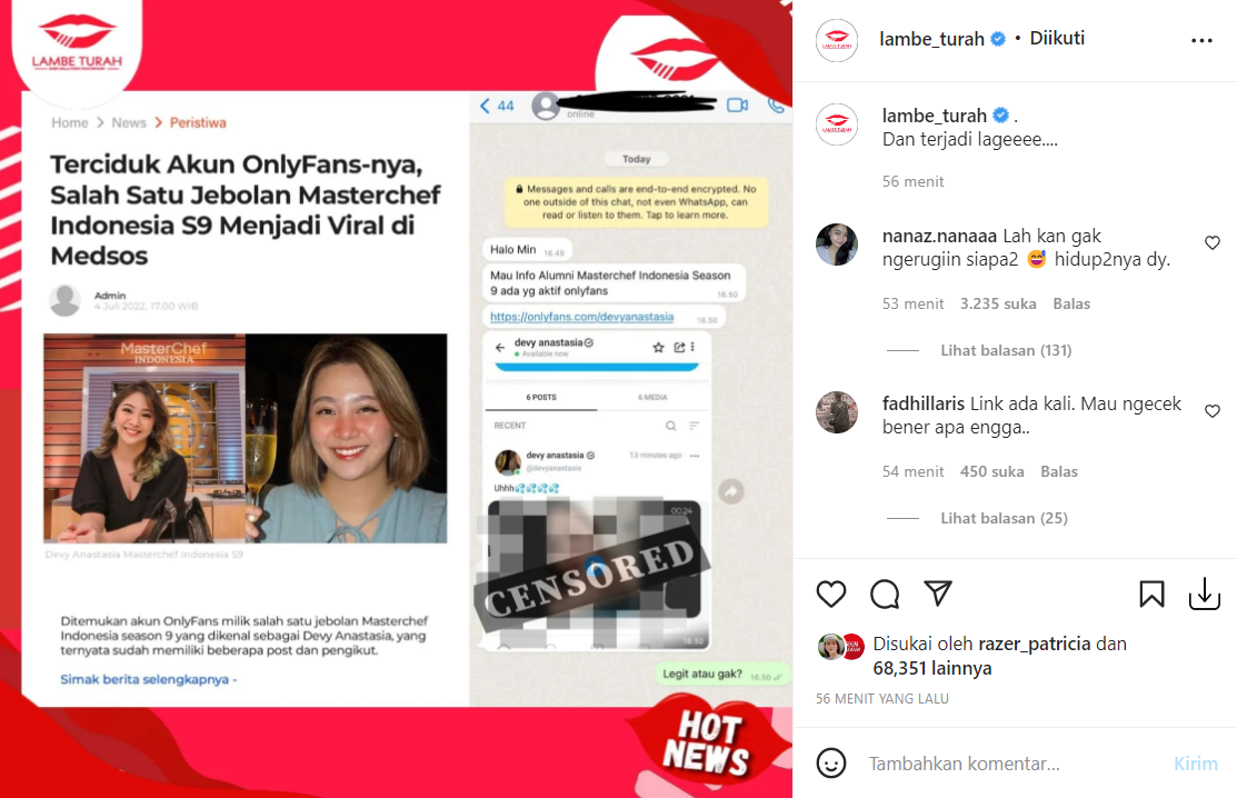 Viral Peserta Masterchef Indonesia Season 9 Devy Anastasia Punya Akun OnlyFans 4 Lampiran Gambar