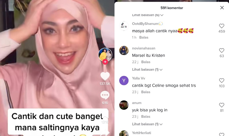 Pangling Lihat Celine Evangelista Pakai Hijab, Marshel Widianto: Ahli Sorga Kalau Begini 2 Lampiran Gambar