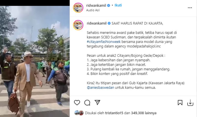 Gak Mau Ketinggalan, Ridwan Kamil Ikut Citayam Fashion Week Bareng Driver Ojol 2 Lampiran Gambar