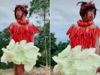 Kocak, Mimi Peri Pede Pakai Baju dari Cabe dan Kubis Demi Rayakan Kemerdekaan