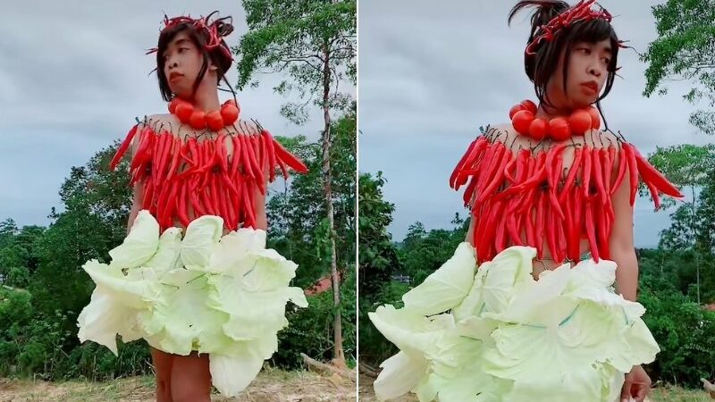 Kocak, Mimi Peri Pede Pakai Baju dari Cabe dan Kubis Demi Rayakan Kemerdekaan