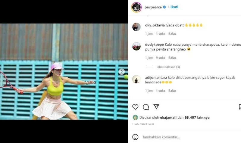 Unggah Foto Main Tenis, Pevita Pearce Serupa Maria Sharavopa Versi Indonesia Nih 2 Lampiran Gambar
