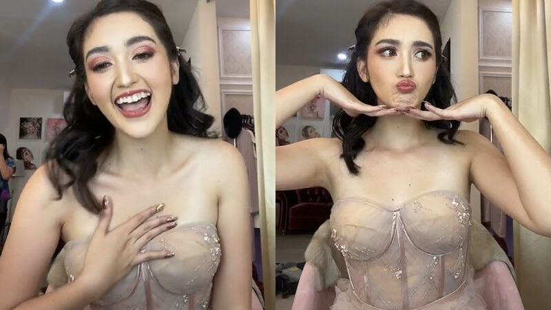 Artis cantik Ranty Maria belum lama ini hebohkan jagat maya dengan unggahan di akun Tiktoknya yang memakai gaun berwarna kulit.