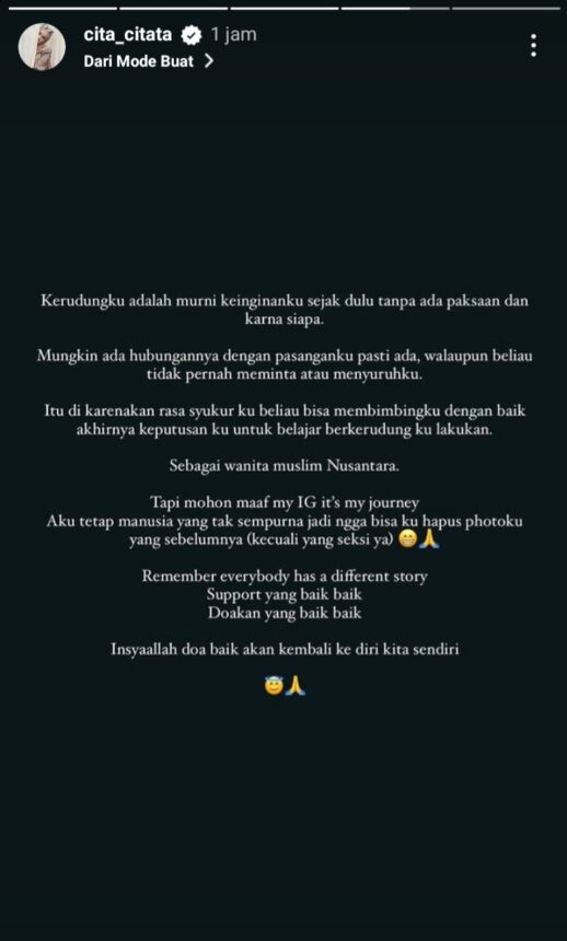 Cita Citata Bantah Tudingan Berhijab Karena Kekasih: Kerudungku Murni Keinginanku 2 Lampiran Gambar