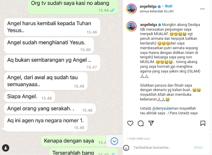Angel Lelga Syok Disuruh Kembali ke Agama Lamanya: Jangan Hina Agama Saya 2 Lampiran Gambar