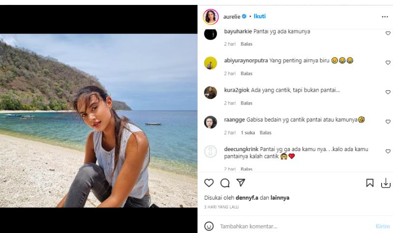Saking Cantiknya, Netizen Gak Bisa Bedain Cantiknya Pantai atau Aurelie Moeremans 4 Lampiran Gambar