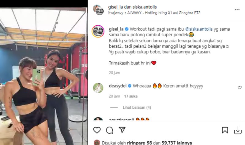 Unggah Video Sedang Olahraga, Bodi Gisella Anastasia Dipuji Makin Hot Saja 4 Lampiran Gambar