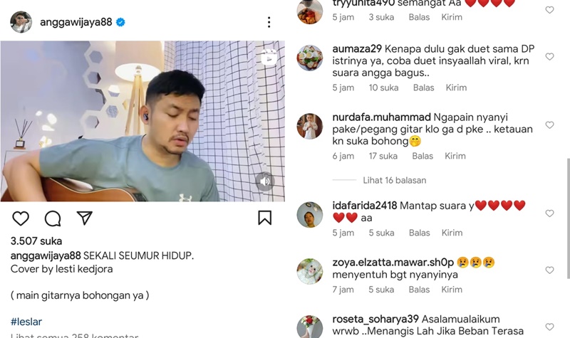 Angga Wijaya Kover Lagu Lesti Kejora, Netizen: Bisa Duet dengan Dewi Perssik Nih 2 Lampiran Gambar