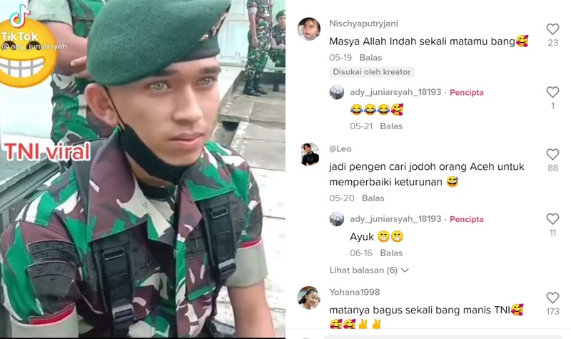Viral TNI Ganteng Asal Aceh Punya Mata Bagus, Bikin Anak Gadis Klepek-klepek 2 Lampiran Gambar