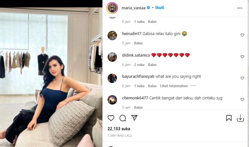 Maria Vania Duduk Santai di Sofa, Kok Malah Netizen yang Ngga Enjoy 2 Lampiran Gambar