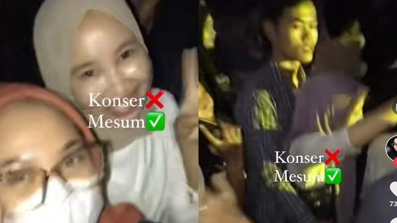 Aksi mesum dilakukan oleh sepasang kekasih yang tengah berada di tengah-tengah konser padat merayap