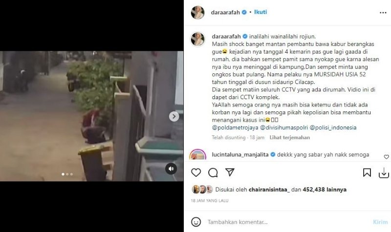 Apes, Brangkas Dara Arafah Dibawa Kabur Pembantunya Sendiri 2 Lampiran Gambar
