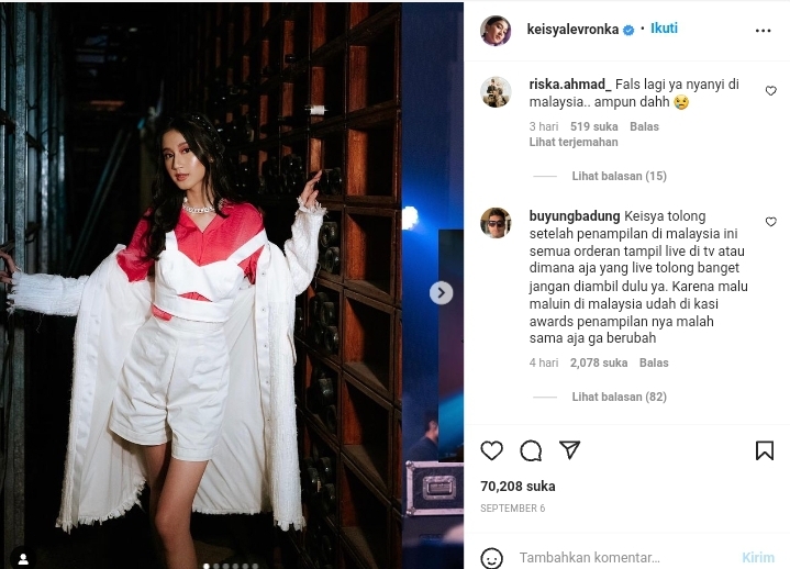 Gagal Lagi Bawakan Lagu Sendiri, Keisya Levronka Dicap Jelek Netizen Malaysia dan Dinilai Tak Profesional 3 Lampiran Gambar