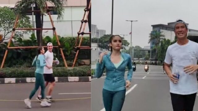 Cinta Laura dibuat ngos-ngosan oleh Daniel Mananta saat menjawab sejumlah pertanyaan sambil berlari dalam konten barunya di YouTube.