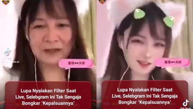 Seorang selebgram asal China membuat gempar warganet setelah secara tak sengaja menunjukkan wajah aslinya tanpa filter kecantikan yang ada dikamera
