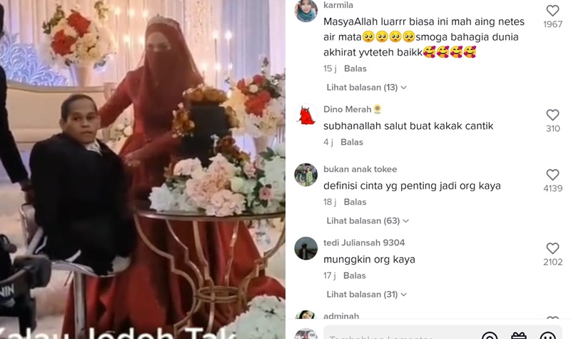 Bukti Cinta Tak Pandang Fisik, Wanita Cantik Ini Menikahi Pria Difabel dengan Pesta Mewah 2 Lampiran Gambar