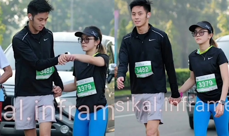 Jessica Jane terciduk lari marathon dengan sosok pria tampan yang diduga pacarnya karena saling pegang tangan.