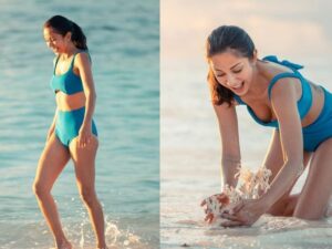 Cekricek.id - Lagi-lagi pose artis cantik Kirana Larasati saat bermain di pasir pantai dianggap begitu hot oleh netizen, bikin pangling