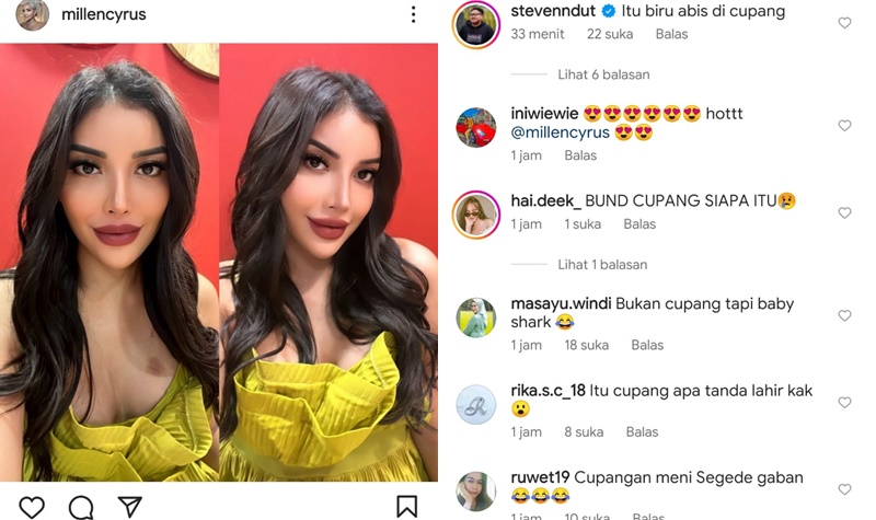 Millen Cyrus Pamer Belahan, Netizen Salfok Bekas Cupang di Dada 2 Ada Bekas Cupang di Dada Millen Cyrus