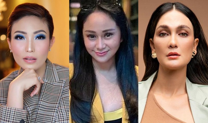 Denise Chariesta memperlihatkan aksi dirinya yang meminta difolback oleh artis Ayu Dewi, Luna Maya, hingga Melaney Richardo.