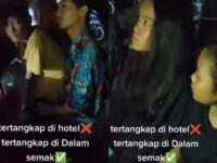 Dua pasang anak muda masih di bawah umur tertangkap basah sedang melakukan perbuatan tak senonoh di dalam semak-semak viral di medsos.
