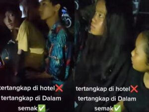 Dua pasang anak muda masih di bawah umur tertangkap basah sedang melakukan perbuatan tak senonoh di dalam semak-semak viral di medsos.