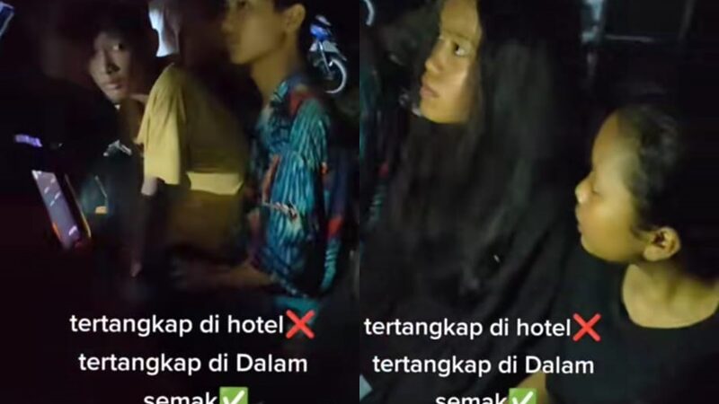 Dua pasang anak muda masih di bawah umur tertangkap basah sedang melakukan perbuatan tak senonoh di dalam semak-semak viral di medsos.