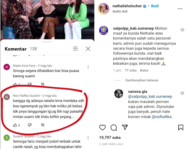 Hatersnya Seorang Satpol PP, Nathalie Holscher: Mohon Arahannya Seperti Apa Pak 2 Lampiran Gambar