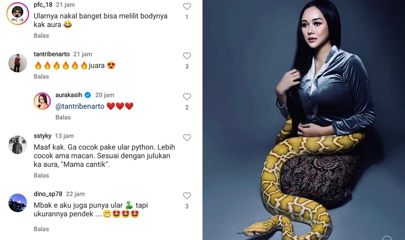 Tubuh Seksi Aura Kasih Dililit Piton, Netizen Banyak yang Mau Jadi Ularnya 2 Lampiran Gambar