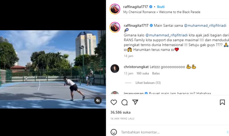Raffi Ahmad Berniat Beri Dukungan Finansial Bagi Atlet Tenis Ini Agar Bisa Maju Taraf Internasional 3 Lampiran Gambar