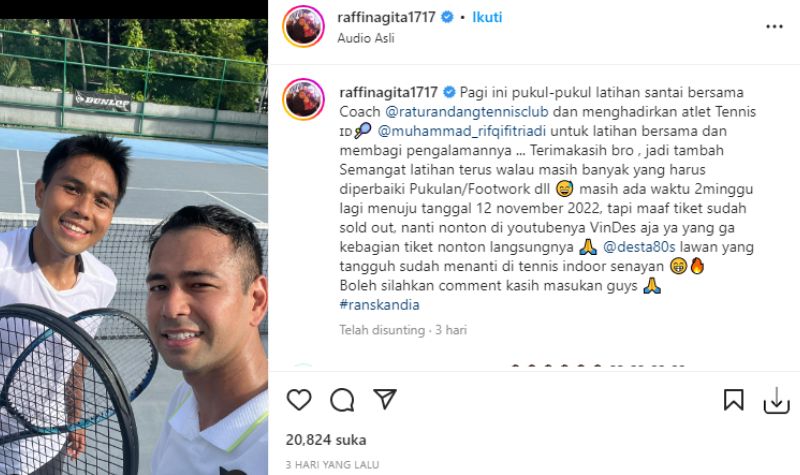 Raffi Ahmad Berniat Beri Dukungan Finansial Bagi Atlet Tenis Ini Agar Bisa Maju Taraf Internasional 4 Lampiran Gambar