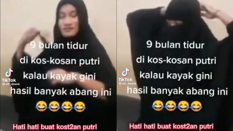 Seorang pria tidur di kos kosan wanita selama sembilan bulan, pura-pura jadi wanita dengan cara memakai jilbab dalam dan cadar.