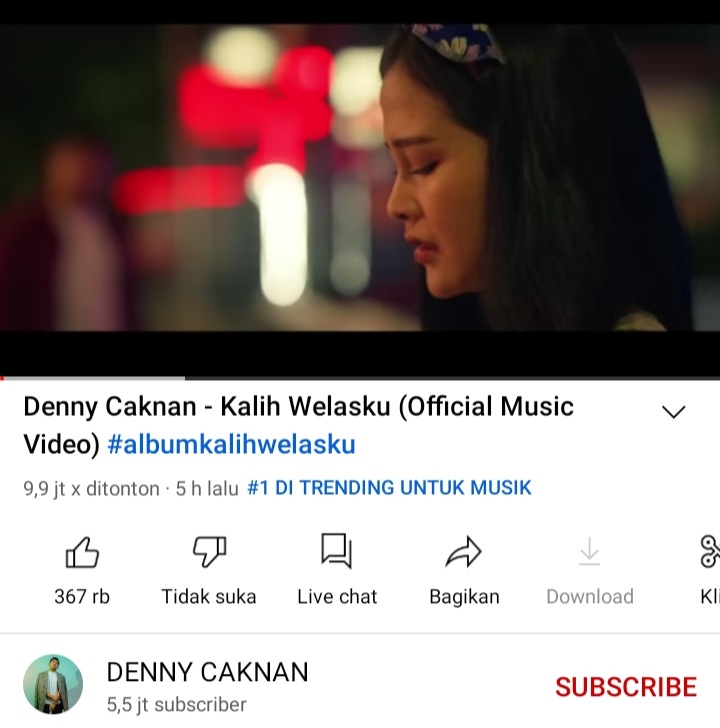 Lagu Baru Denny Caknan “Kalih Welasku” Trending 1 YouTube Kurang dari Seminggu Penayangan 2 Lampiran Gambar