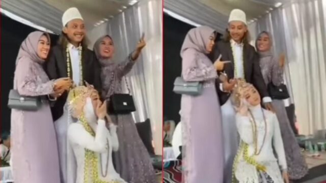 Pria ini menikah ketiga kalinya didampingi oleh istri pertama dan kedua, bukannya sedih, namun istri pertama dan keduanya malah terlihat bahagia.