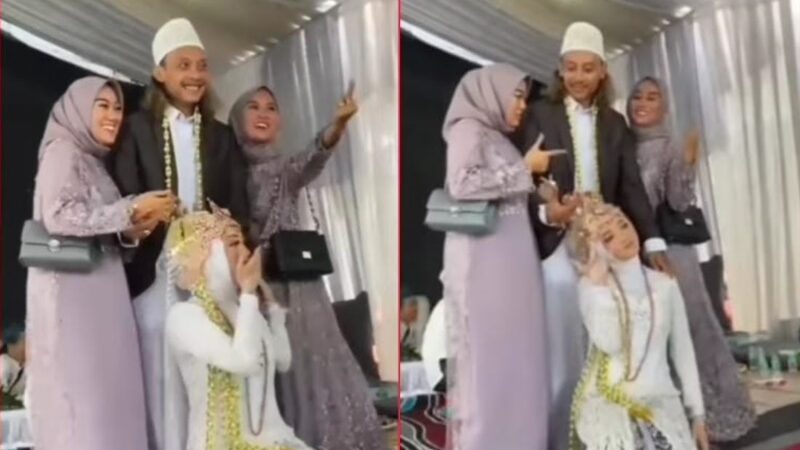 Pria ini menikah ketiga kalinya didampingi oleh istri pertama dan kedua, bukannya sedih, namun istri pertama dan keduanya malah terlihat bahagia.