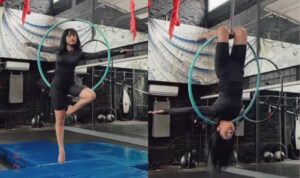 Cekricek.id – Fuji terlihat begitu mengesankan saat mencoba latihan senam yoga sambil menggelantung pada hula hoop yang diikat dengan tali ke langit-langit. Dia semakin memikat penggemarnya karena dianggap begitu lihai saat melakukan atraksi menegangkan itu.